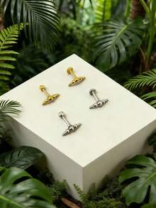 1pc All Stainless Steel Hot 7 Ball Ear Bone Nail Series Earrings Flat Bottom Rod Labret Fashion Piercing Jewelry