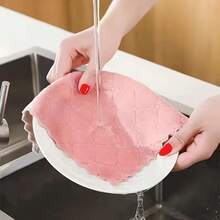 10条/20条装随机超细纤维毛巾，吸水性强，厨房清洁布，不粘油洗碗布，餐具清洁抹布，家居清洁毛巾，超强吸水清洁布，绿色 - 彩色 - 查看 4