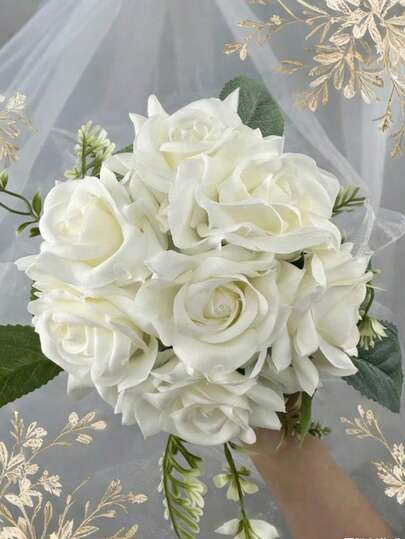 1pc Small Artificial Rose Bouquet For Brides & Bridesmaids, Ideal For Valentine's Day, Weddings, Banquets, Photography Props And Gifts