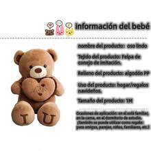 TendenciaOso De Peluche Gigante Grande En Forma De Corazón De 100 CmCalidad premium - Marrón - Ver 7