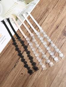 6件/4件/2件蝴蝶兰蕾丝花朵内衣肩带女士无缝性感防滑肩带文胸弹性带配件可露出，百搭美观的后背宽幅设计。 - 彩色 - 查看 3