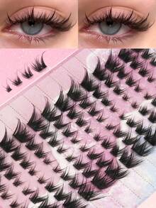 104 Clusters Of False Eyelashes, C-Curl, 8-15mm, Natural Finish, Soft Fan-Shaped Tips, Fluffy And Soft False Eyelashes, Eye-Lengthening, Cat-Eye Lashes, Eyelashes, False Eyelashes - C - Xem 6