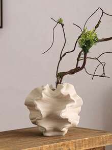 波浪形花瓶，独特家居装饰，适合插花，理想的室内装饰，适用于客厅或卧室，现代简约风格，适合鲜花或干花，完美的房间装饰，优雅的波浪形花瓶，适合摆放在架子或桌面上展示 - 彩色 - 查看 3