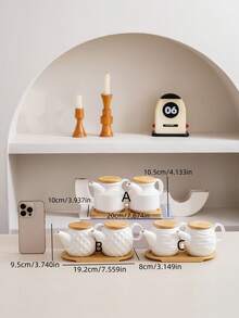 1 Set White Ceramic Kitchen Storage Jars & Spice Rack With Bamboo Tray, Ceramic Spice Jars With Natural Bamboo Lids, Creative Nordic Style Diamond & Wave Pattern, Suitable For Hotel, Restaurant, Home Kitchen Seasoning Bottles, Oil, Vinegar, Spices - White - View 9