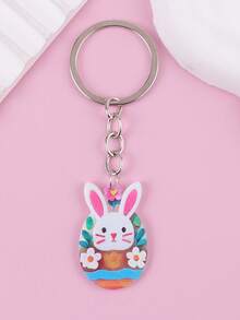 1个卡通复活节彩蛋兔子钥匙扣，百搭时尚配饰，复活节送给朋友的时尚礼物 - 彩色 - 查看 11