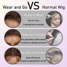 棕色无胶假发，真人发，预先拔毛，预先剪裁，6x5巧克力棕色蕾丝前假发，200%密度，佩戴方便，棕色真人发假发，26英寸，女士款 - S4 - 查看 7