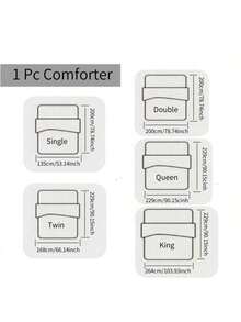 1 pieza Edredón acolchado a cuadros con relleno, manta de unicolor cómoda y cálida - Blanco - Ver 2