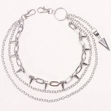 1pc Fashion Punk Metal Waist Chain, Multi-Layer Chain & Rivet Design Jeans Decoration, Versatile For Daily Wear, Men - Silver - View 8