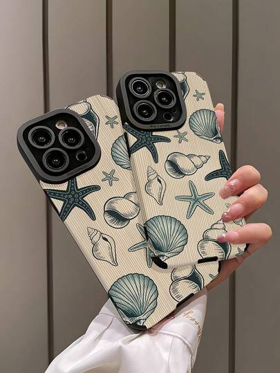 1pc New Blue-Green Shell Pattern Classic Anti-Drop Soft TPU Phone Case Compatible With Iphone And S17/S17 Air/S17 PRO/S17 PRO MAX