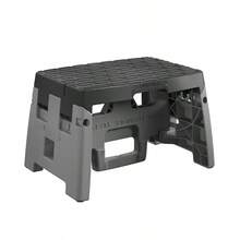 Type 1A 1-Step Plastic Step Stool – Black & Gray Folding For Kitchen, Bathroom & Office | Step Stool Solution - Default - View 2