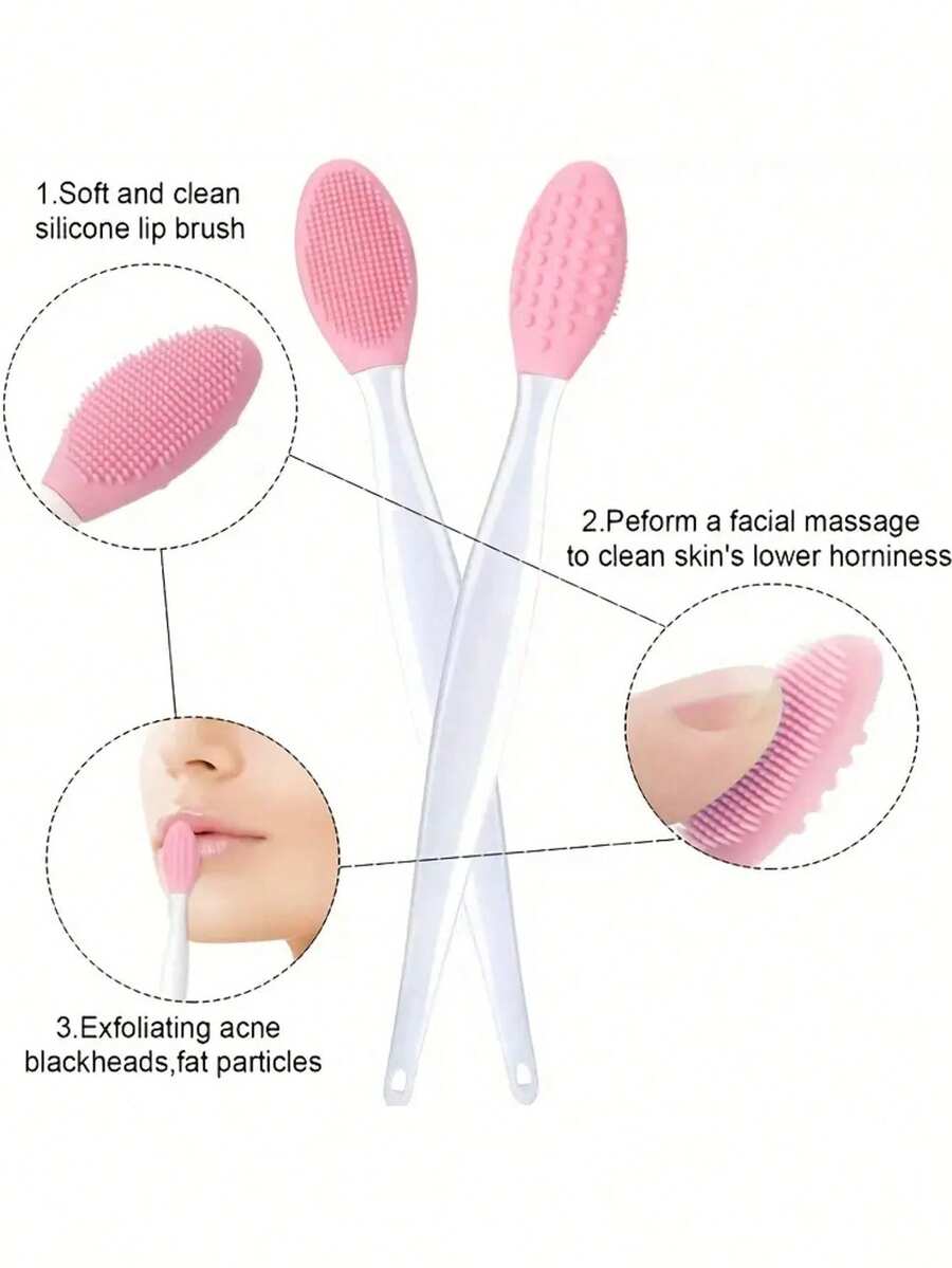 1pc Pink & Black Head Remover Brush, Double-Sided Face Cleansing TPE Brush, Multi-Functional Exfoliating Beauty Tool, With Storage Bag, Organizer Bag, Pouch - Multicolor - View 1