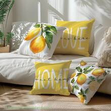 4pcs Watercolor Lemon "Home Sweet Home & Love Lives Here" Inspirational Quote Print Throw Pillow Covers [No Pillow Insert], 17.7*17.7in(45*45cm)/19.69*19.69in(50*50cm)/15.75*15.75in(40*40cm), [Single-Sided Print] Minimalist Modern Polyester Cushion Covers For Sofa, Bed, Living Room, Bedroom, Car, Office, Hotel Decor, Perfect Gift For Family And Friends, All Seasons - Multicolor - View 12