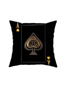 1/2/3/4pcs, High Quality Luxury Black Golden Throw Pillow Cover King Queen Ace Of Spades Unique Decoration For Living Room Bedroom Den Car 17.7*17.7 Inches - Black and Gold - View 15