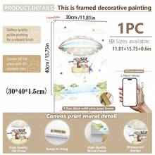 1幅帆布墙画_儿童房海报，热气球，儿童艺术，墙面装饰，图片，动物图案，礼物，波西米亚风格，婴儿用品 - 带框婴儿房墙画，完美适用于游戏室装饰、婴儿房装饰、托儿所装饰、幼儿园装饰、男孩房装饰、女孩卧室装饰、儿童房装饰。 - 彩色 - 查看 16