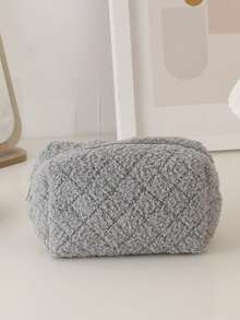 Plush Pencil Case, Minimalist Cute High-Quality Large Capacity Pencil Storage Pouch - Multicolor - View 10