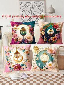 4 件套波西米亚风花卉印花枕套，适用于庆祝活动、家居、房间、卧室、客厅、派对、节日装饰，多种尺寸可选（不含枕芯） - 彩色 - 查看 11