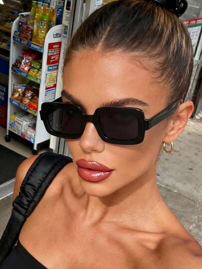 1 Pair Unisex Square Minimalist Retro Sunglasses, Suitable For Travel, Sports, Vacation, Summer Accessories, Holiday Outfits, Driving, Beach, Music Festivals, Casual Outings, Elegant Attire, Family Outings, Street Style Accessories, Vacation, Sports, Parties, Outdoor Activities, Street Style, Fishing, Holidays, Vacation