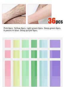 72片装，包含绿芦荟、玫瑰、柠檬、海蓝色无痛脱毛蜡纸，适用于面部、眉毛、嘴唇、下巴、脸颊，使用方便快捷，温和不刺激。可选36/12/6/3/1片装。 - 彩色 - 查看 14