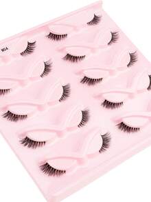 10 Pairs Natural Short Wispy Transparent Stem False Eyelashes, Lightweight Handmade Mink Lashes, Suitable For Daily Makeup - Cat Eye Lashes - View 5