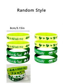 8pcs/4pcs St. Patrick's Day Bracelets, Clover Rubber Bracelets, St. Patrick's Day Party Favor Set, Silicone St. Patrick's Day Wristbands, Colorful Silicone Bracelet Set, Gift Bag, Filler, Green Irish Wristbands, St. Patrick's Day Accessory Gifts, Irish Wristbands, St. Patrick's Day Jewelry, Party Favors, Accessories And Decorations - Multicolor - View 4