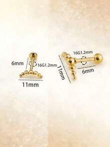 1pc All Stainless Steel Hot 7 Ball Ear Bone Nail Series Earrings Flat Bottom Rod Labret Fashion Piercing Jewelry