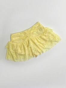 Chân váy xếp ly nhiều lớp, cạp thấp, ren, kiểu dáng dễ thương dành cho nữ, thích hợp cho các bữa tiệc, mua sắm và các buổi tụ họp mùa hè. - Màu vàng - Xem 8