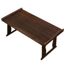 Mesita japonesa de pie para el suelo, mesa auxiliar pequeña y mesita de café, mesa alta para meditación, mesa baja con patas plegables, bandeja de madera para cama o portátil - Marrón - Ver 8