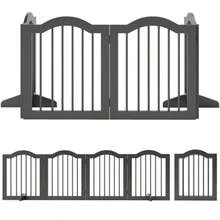 Freestanding Dog Gate With Feet, Foldable, 4 Panels, 208 X 29.5 X 61 Cm, Black - Black - View 7