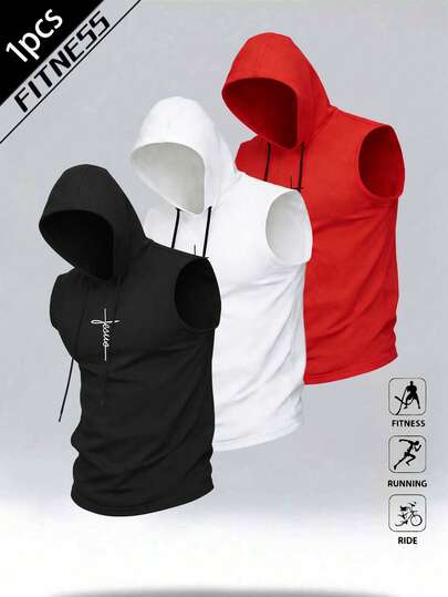 Chaleco con capucha sin mangas casual para hombres, deportes al aire libre de secado rápido, verano