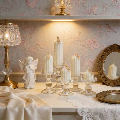 Nordic Retro Church-Style Spire Smokeless Scented Candle, Suitable For Home Decor, Center Decor, Party, Tabletop, Holiday Gifts, Dinner, Banquet/Gathering, Relaxation/Meditation, And Ambiance Lighting