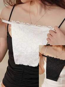 1 件女士菱形双蕾丝透气时尚胸罩假领，适合日常穿着配饰