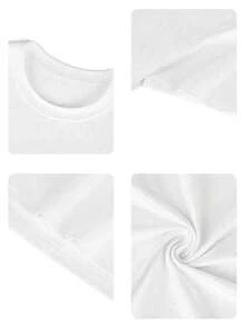 1 Pieza Moda Informal Para Hombres Y Mujeres2026 Nueva Primavera/Verano La SRA Camiseta de mujer de cuello redondo con estampado - Camiseta de novia regalo de boda para ella, camiseta de rec - Blanco - Ver 4