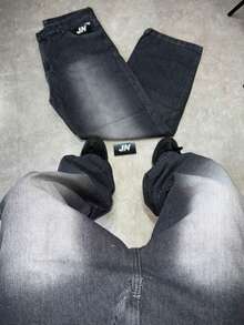 Dazzling Black Wide-Leg Balloon/Baggy Jeans - Sportlife Jeans - 黑與白 - 查看 9