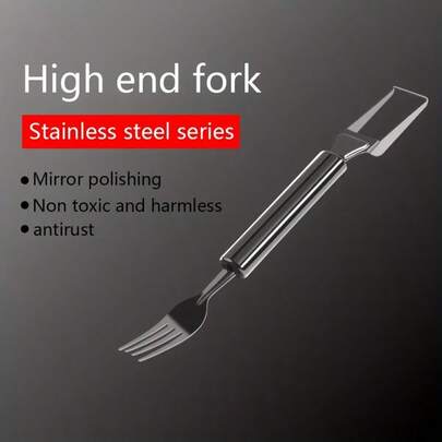 二合一不锈钢西瓜切片器兼叉子 - 便携式、防锈、双用途切割器，轻松切片和盛放 - 适用于家庭、餐厅、酒店 - 绝佳的万圣节/圣诞节礼物，西瓜主题产品