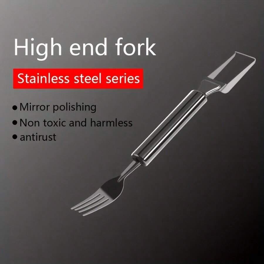 二合一不锈钢西瓜切片器兼叉子 - 便携式、防锈、双用途切割器，轻松切片和盛放 - 适用于家庭、餐厅、酒店 - 绝佳的万圣节/圣诞节礼物，西瓜主题产品 - 銀色 - 查看 1