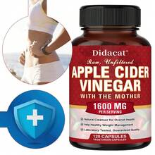 Didacat Apple Cider Vinegar 1600 Mg Dietary Supplement - Supports Digestive Health, Healthy Weight Management, Suitable For Both Men And Women - 120 Capsules - 1瓶 - 查看 1