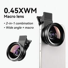 APEXEL 2 In 1 Phone Camera Lens Kit Compatible With IPhone And Android, 12.5X Macro Lens And 0.45X Wide Angle Lens, Clip-On Phone Lens Attachment With Bag - A - View 2