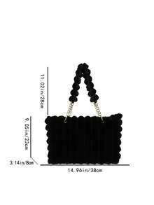 新款蓬松大容量单肩包，时尚大容量通勤包，秋冬季百搭女士腋下包 - 黑色 - 查看 12