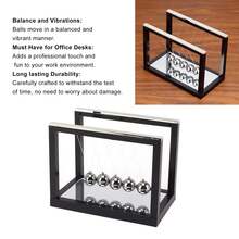 Stainless Steel Newton Cradle Balance Balls With Mirror Base For Stress Relief, Desktop Toy, Physical Science Decoration For Home, Office And Desk. - màu đen - Xem 3