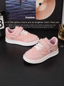 1 par de zapatos deportivos casuales para niñas, color rosa, zapatillas de moda versátiles de caña baja, suela de goma antideslizante y suave, diseño de cierre con , fácil de poner, adecuados para la escuela y salidas diarias - Rosa - Ver 6