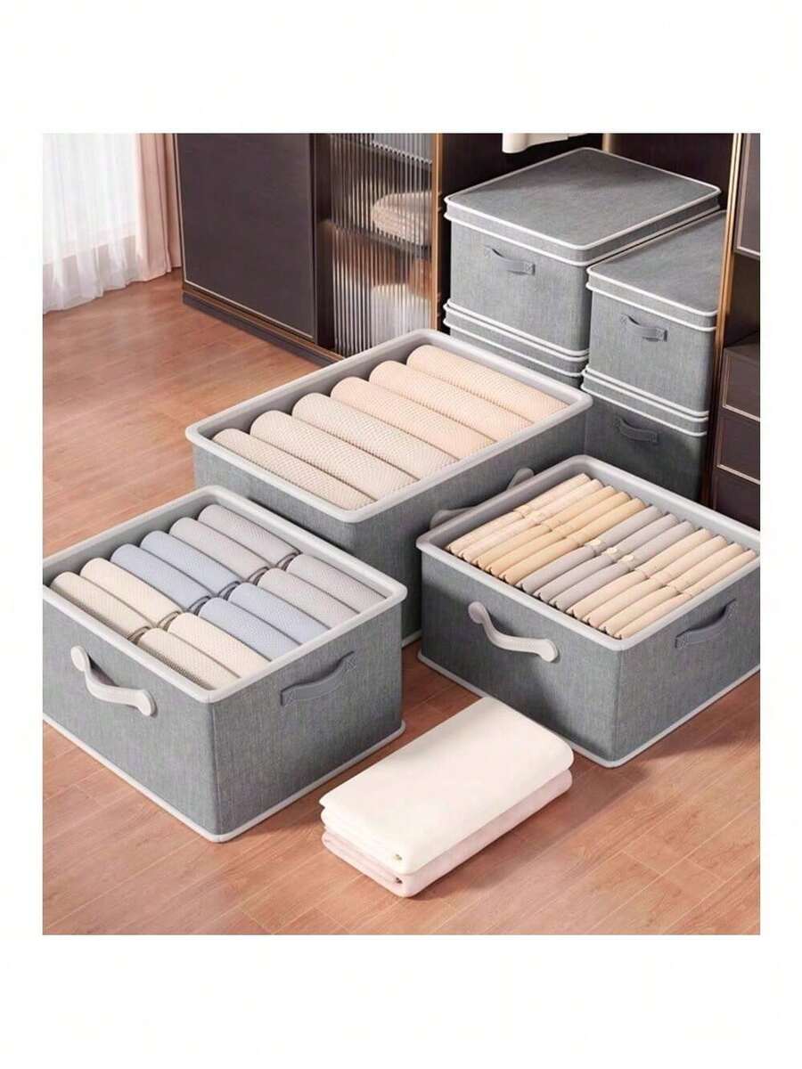 Clothing Storage Bag, Fabric Storage Bins For Shelves, Bedding Moving Bag, Bedroom Storage Bag, Extra Large Capacity Storage Bag, Large Capacity Foldable Storage Box,Moving & Travel Storage Basket, Under Bed Storage Bag ,Suitable For School & Home - 灰色 - 查看 1