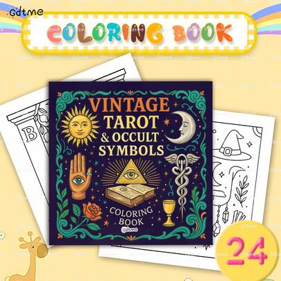 Tarot Card Series Adult Coloring Book, Mysterious And Fun Divination, 24 Pages Divination Doodle, Excellent Relaxation Gift, Birthday Gift For Tarot Card Enthusiasts, Valentine's Day, Easter, Back To School Gift, Office Supplies, 7.9x7.9 Inches.