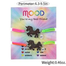 2pcs/Set Women Temperature Sensitive Color Changing Cat Unicorn Heart Pendant Necklace & Ring Jewelry Set, Year Of The Horse Gift For Girlfriend/Best Friend - kỳ lân - Xem 3