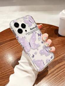 1pc Butterfly Pattern, Airbag Transparent Anti-Drop Phone Protective Case, TPU Material, Can Be Given As Holiday Gift, Compatible With Apple XS/XS Max/XR/11 12 13 14 15 16 Pro/Pro Max/14 15 16 Plus/17, Unisex, Phone Case - Multicolor - View 3