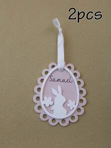 LICVIC Custom Easter Eggs Ornaments-With Rabbit Pattern, Personalized Easter Basket Stuffers, Customized Name Easter Decorations, Customizable Easter Tree Decorations, Easter Gifts, Party Decor, Room Decor, Living Room, Couples, Family, Friend, Kids Gift - Style a - View 7