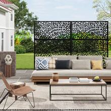 Pantalla de Privacidad Metálica 74"x47.2" con Soporte, Panel Divisor Decorativo para Exterior, Partición Libre para Terraza, Balcón y Jardín, Uso Interior y Exterior - Estilo 2 - Ver 8