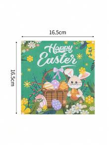 20pcs/Set Multi-Style Easter Napkins With Cute Egg & Rabbit Prints Smooth Texture Ideal For Easter Parties & Events - Multicolor - View 13