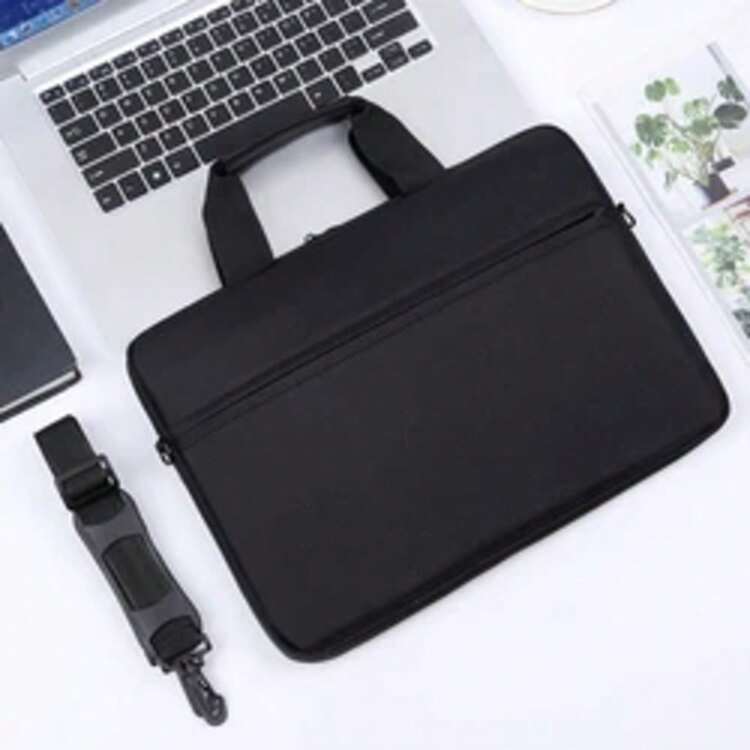 Bolso para Portátil de Moda 13 a 15.6 Pulgadas Impermeable - Funda Protectora con Acolchado y Bolsillos para Universidad Viaje y Uso Diario - Negro - Añade 8
