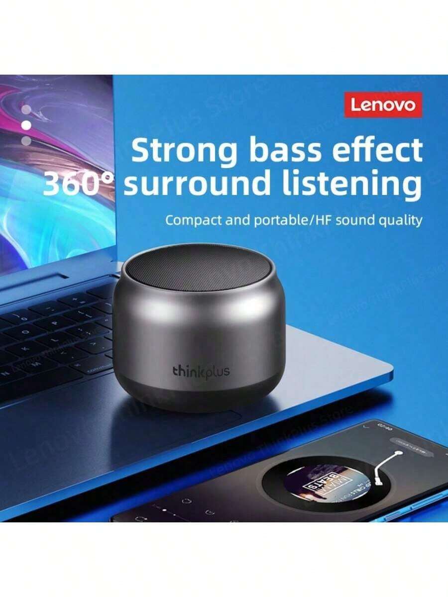 Lenovo 原装K30便携式HiFi蓝牙无线音箱,适用于室内、浴室、阳台/户外播放、唱歌、音乐、通话、直播和游戏,防水USB户外音箱,环绕低音炮,带麦克风,中国包装 - 黑色 - 查看 1