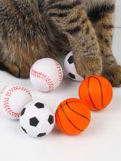 4pcs/Set Creative Puzzle Outdoor Sports Self-Entertainment Durable Chew-Resistant Rubber Bouncy Balls (Basketball, Football, Baseball, Tennis), Pet Toys, Easy To Clean And Carry, Suitable For Indoor/Outdoor Use, Cats/Small/Medium/Large Dogs, Birthday Gift, Interactive Play To Consume Energy And Relieve Boredom